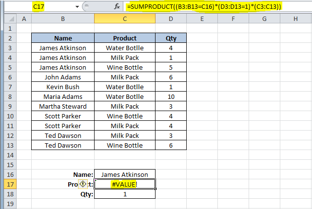 Don't use Excel SUMPRODUCT function to sum text Don't use Excel SUMPRODUCT function to sum text.